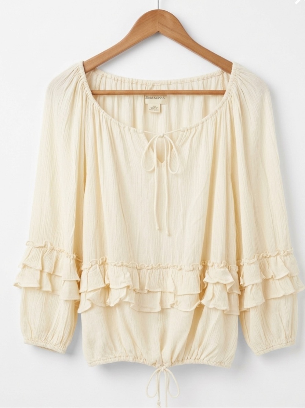 Ralph Lauren Denim & Supply Ivory Ruffle Peasant Boho Fairy Renfest Top Size XS